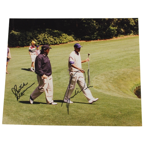 Tiger Woods & Butch Harmon Signed Original 1997 Masters Practice Rd Photo - April 8th JSA ALOA