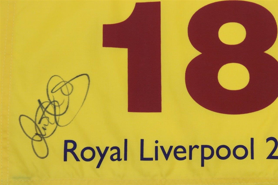 Rory McIroy Signed 2014 The Open Championship at Royal Liverpool Flag JSA #V87401