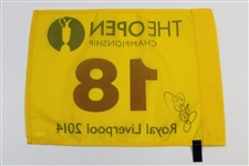 Rory McIroy Signed 2014 The Open Championship at Royal Liverpool Flag JSA #V87401