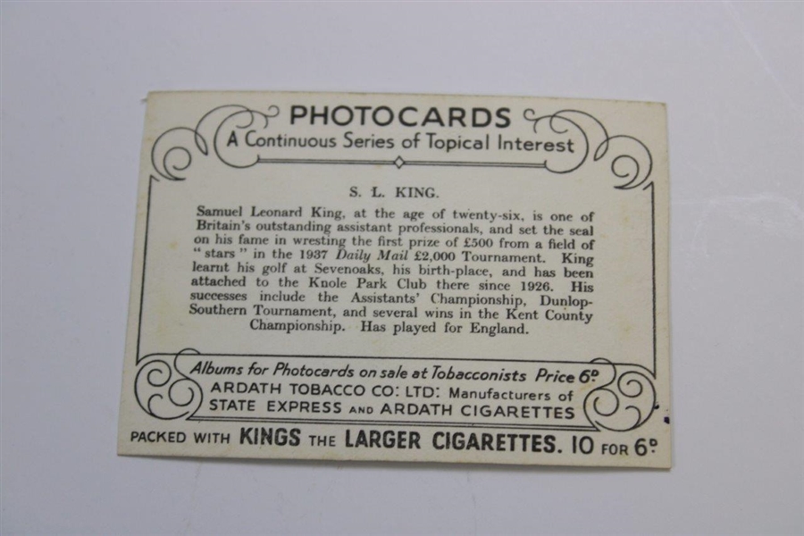 S. L. King Ardath Tobacco Co. Photocards Card - Topical Interest