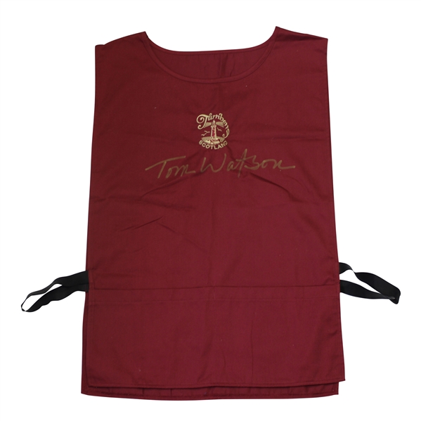 Tom Watson Signed Turnberry Scotland Maroon Course Caddy Bib JSA ALOA