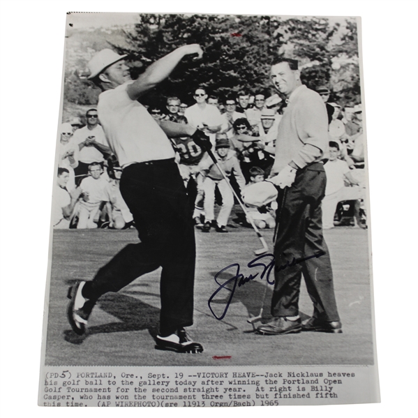 Jack Nicklaus Signed 1965 Portland Open Championship Photo JSA ALOA