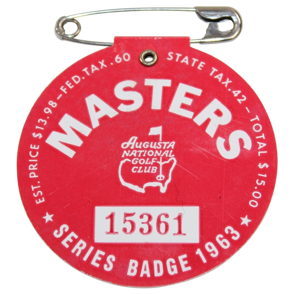 1963 Masters Tournament SERIES Badge #15361 - Jacks 1st Masters Win