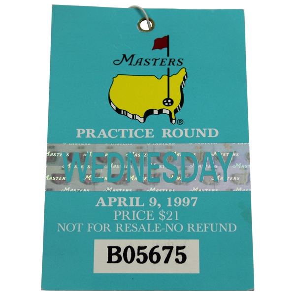 1997 Masters Tournament Wednesday Practice Round Ticket #B05675