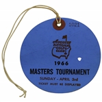 1966 Masters Tournament Sunday Practice Rd Ticket #1021 - Jack Nicklaus Winner