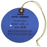 1966 Masters Tournament Sunday Practice Rd Ticket #1021 - Jack Nicklaus Winner