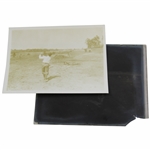 Original Rare Bobby Jones Teeing Off on Augusta National Construction Grounds Photo & Negative - Never Seen!