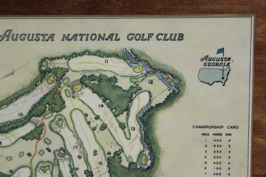 Chi Chi Rodriguez's 1968 Augusta National Golf Club Course Map on Wooden Plaque Contestant Gift