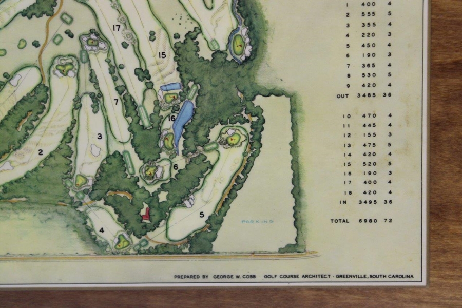 Chi Chi Rodriguez's 1968 Augusta National Golf Club Course Map on Wooden Plaque Contestant Gift