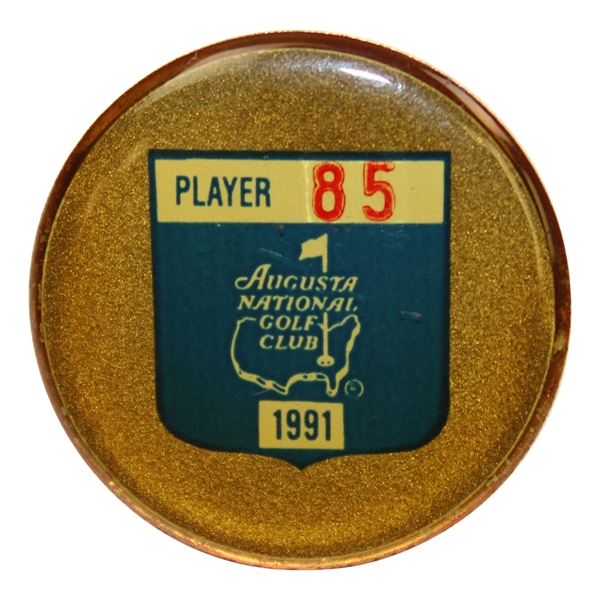 Masters Champion Gay Brewer's 1991 Masters Tournament Contestant Badge #85 