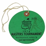 Arnold Palmer Signed 1974 Masters Wednesday Ticket #3155 with Original String JSA ALOA