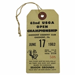 1962 US Open at Oakmont CC Playoff Grounds Ticket #508 with Original String - 1st Jack Win