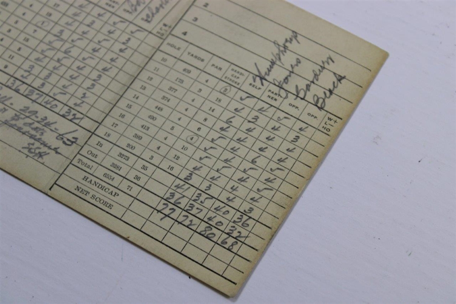 1942 Scored Atlanta Athletic Club Scorecard with Bob Jones, Charles Black, E.L. Humphreys, & Bob Gardner