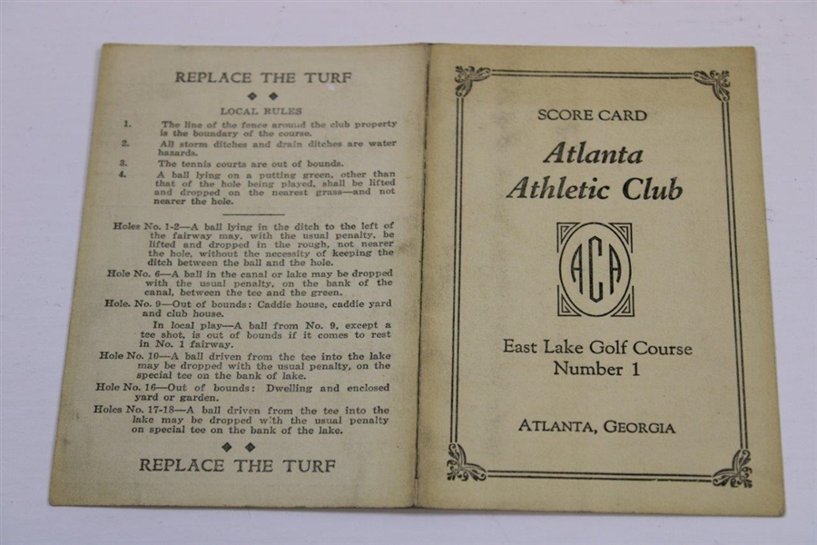 1942 Scored Atlanta Athletic Club Scorecard with Bob Jones, Charles Black, E.L. Humphreys, & Bob Gardner