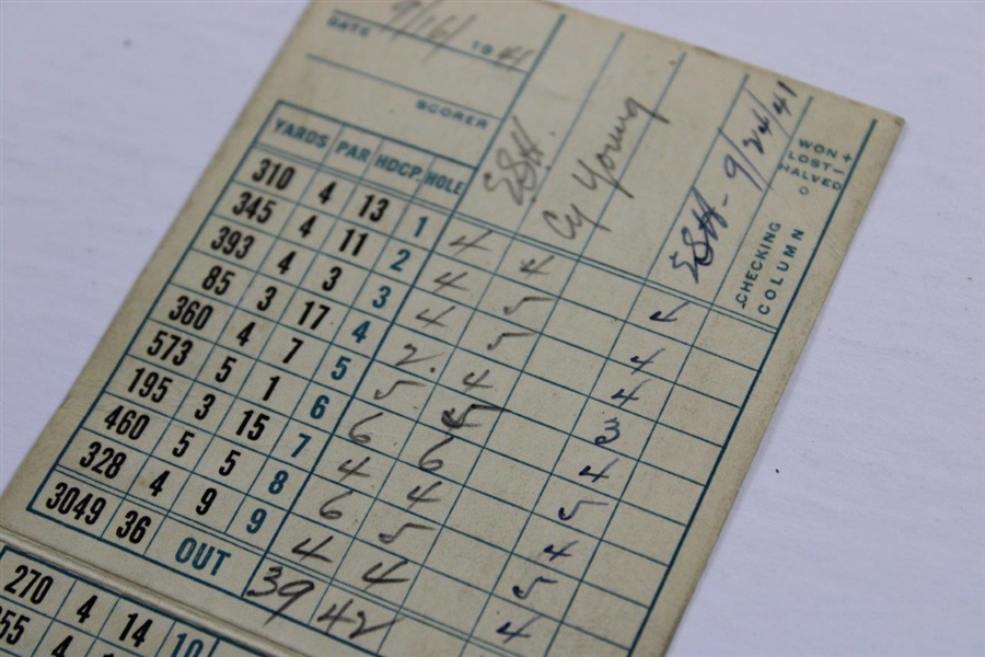 1941 Scored Lexington Golf Club Scorecard with Cy Young & E.L. Humphreys - September 16th