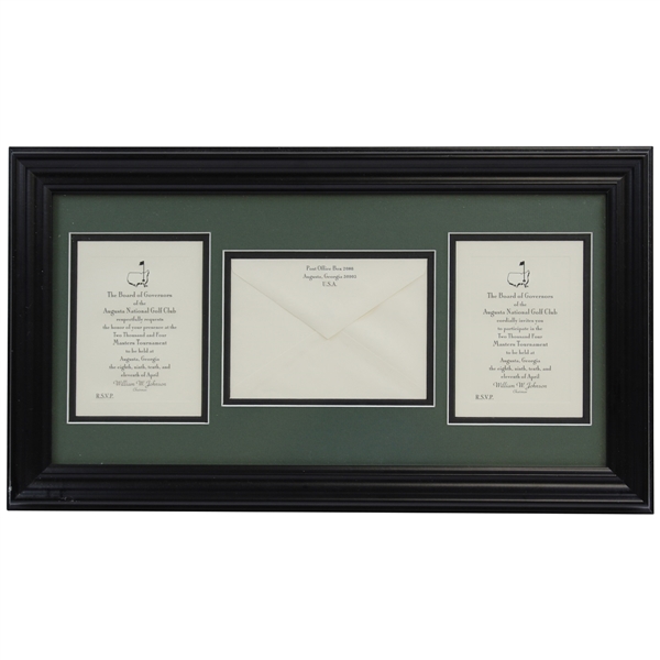 Pair of 2004 Masters Tournament Invitations with Envelope - Participate & Presence - Framed