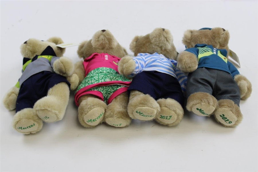 Four (4) Masters Commemorative Bears with Original Tags - 2015, 2017(x2) & 2019
