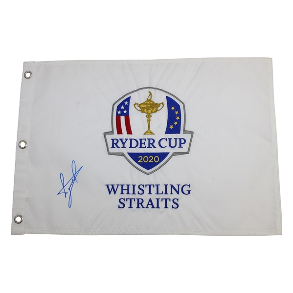 Luke Donald Signed 2020 Ryder Cup at Whistling Straits Embroidered White Flag JSA ALOA
