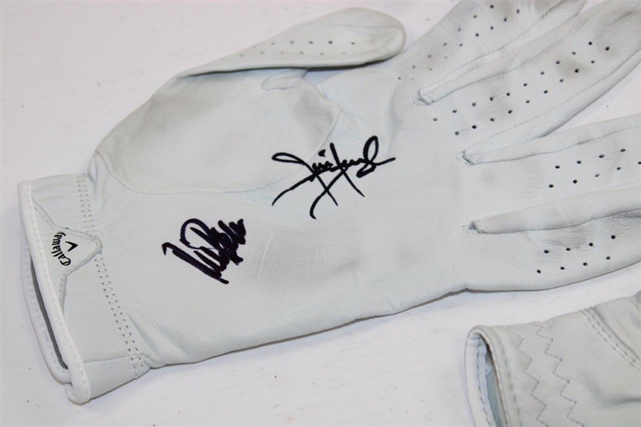 Furyk, Beem, English, Hatton & Lehman Signed Tournament Used Golf Gloves JSA ALOA