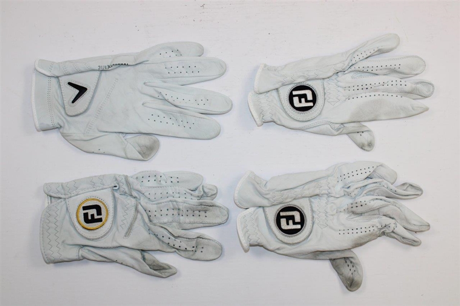 Furyk, Beem, English, Hatton & Lehman Signed Tournament Used Golf Gloves JSA ALOA