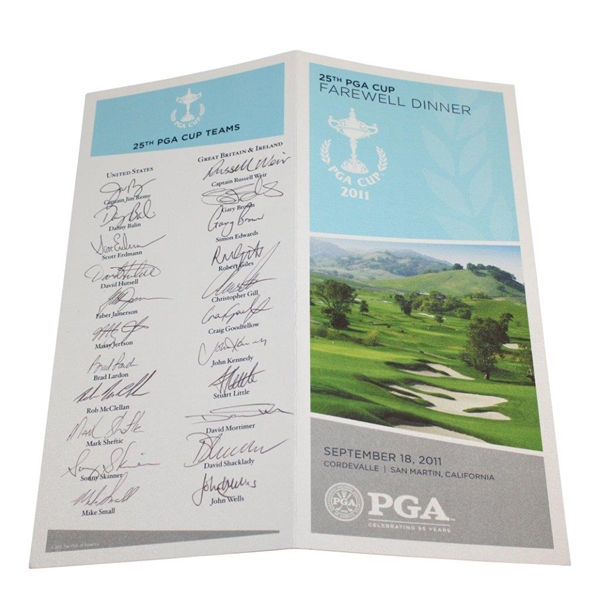 2011 PGA Cup Farewell Dinner Program/Menu signed by Both Teams JSA ALOA 