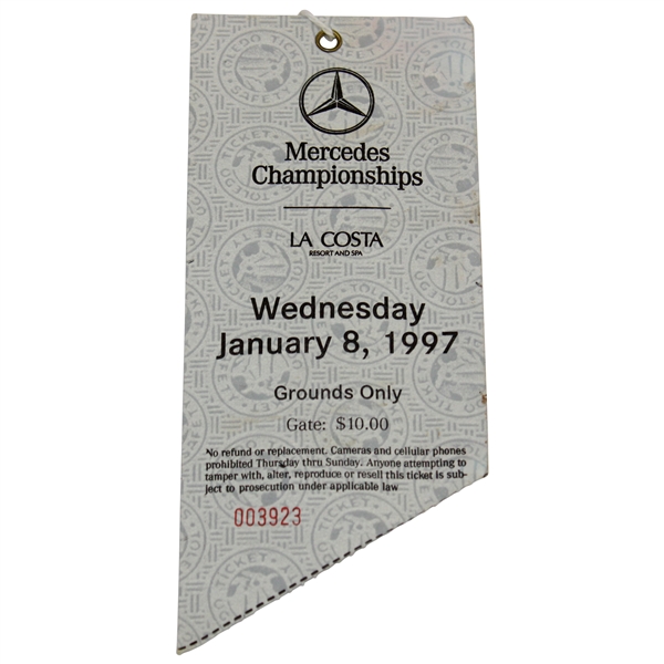 1997 Mercedes Championships at La Costa Wednesday Grounds Ticket - Tiger's 3rd Win