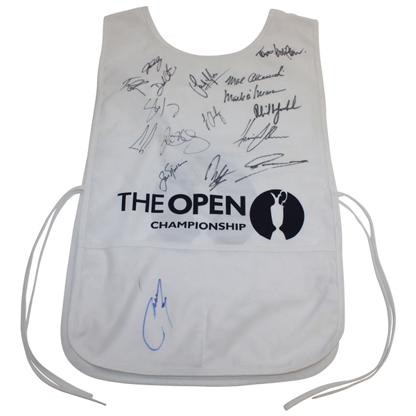 Seventeen (17) Champs Signed Replica The Open Championship Caddy Bib JSA ALOA