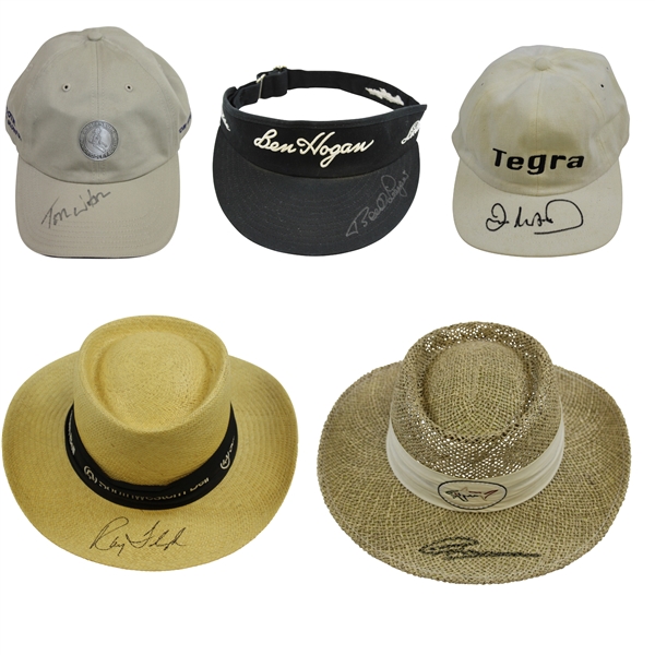 Watson, Langer, Floyd, Norman & Woosnam Signed Worn Hats/Visors JSA ALOA