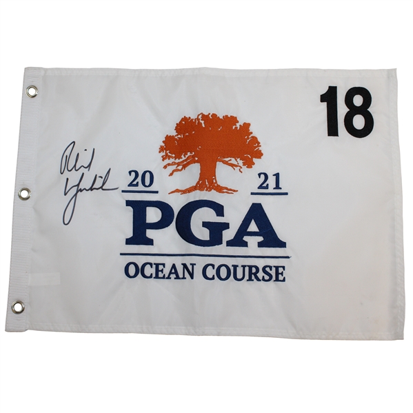 Phil Mickelson Signed 2021 PGA at Kiawah Embroidered White Flag JSA ALOA