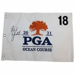 Phil Mickelson Signed 2021 PGA at Kiawah Embroidered White Flag JSA ALOA