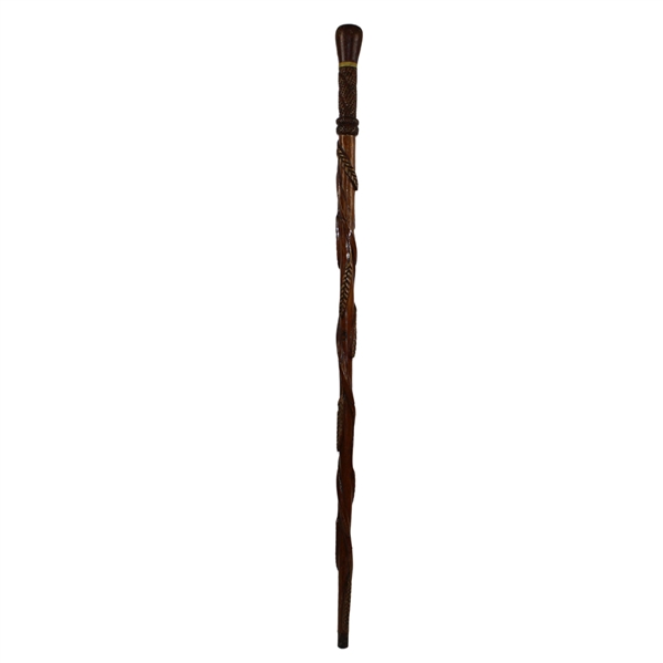 c. 1900 Decorative Wooden Cane Carved & Used by Robert Simpson