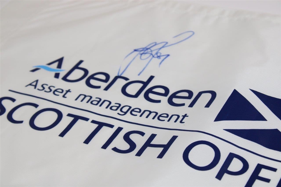 Justin Rose Signed Scottish Open Aberdeen Asset Management Flag JSA ALOA