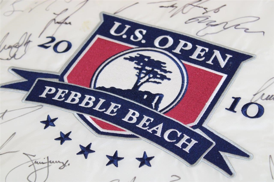 Champion Graeme McDowell & Field Signed 2010 US Open at Pebble Beach Embroidered Flag JSA ALOA