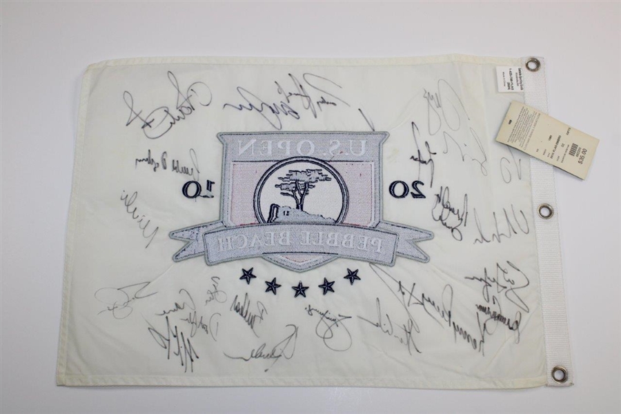 Champion Graeme McDowell & Field Signed 2010 US Open at Pebble Beach Embroidered Flag JSA ALOA