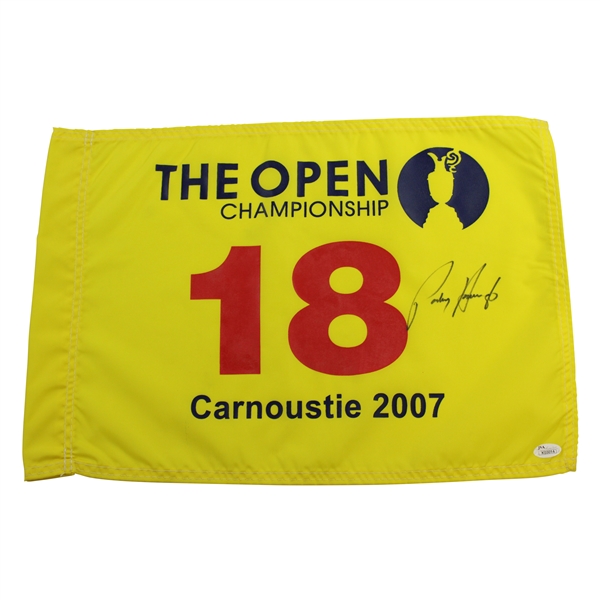 Padraig Harrington Signed 2007 OPEN at Carnoustie Screen Flag JSA #K03014