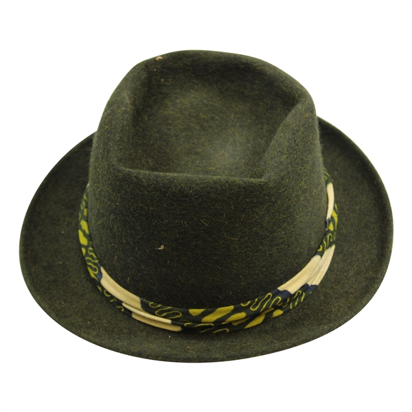 Sam Sneads Personal Custom Green Felt Mallory Hat - Size 7 1/8 - Navy/Cream/Grey