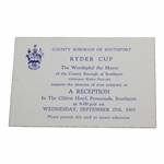 Captain Sam Sneads Personal 1969 Ryder Cup The Clifton Hotel Reception Invitation Card
