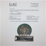 Sam Snead's 1969 US Open at Champions Golf Club Contestant Badge