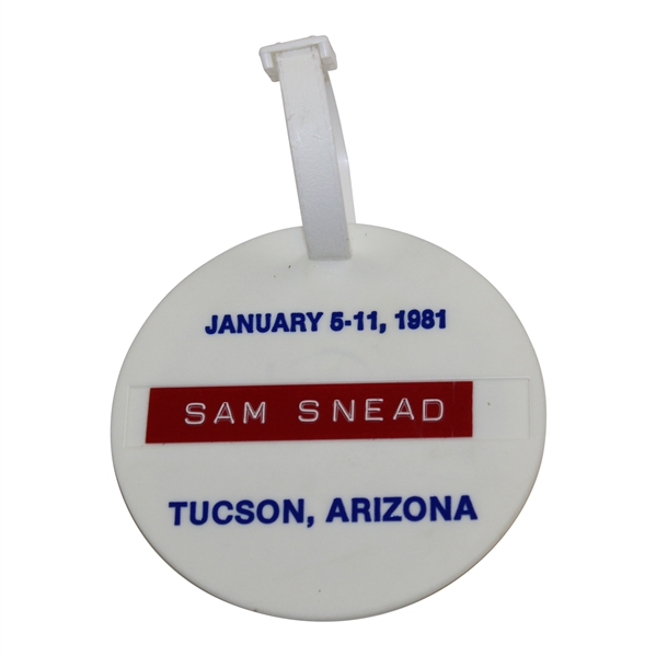Sam Snead's 1981 Joe Garagiola Tucson Open Tournament Contestant Bag Tag