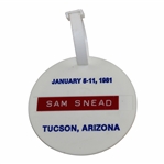 Sam Sneads 1981 Joe Garagiola Tucson Open Tournament Contestant Bag Tag