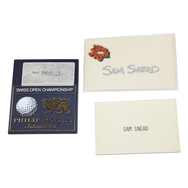 Sam Sneads Swiss Open Championship Badge with Two (2) Name Cards