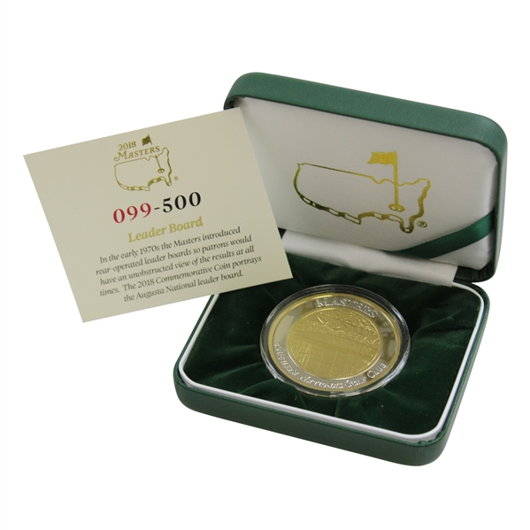 2018 Masters Ltd Ed Commemorative Coin w/ Display Case & Authenticity Card - 099/500