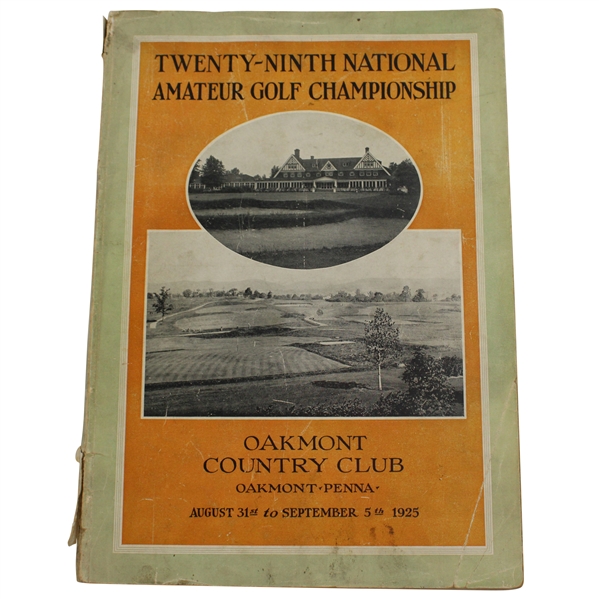 1925 US Amateur at Oakmont Official Program - Bobby Jones 3rd Major Victory