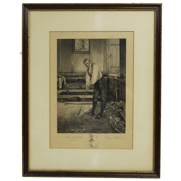 1915 Dendy Sadler James Dobie Original Signed Golf Print A Little Practice