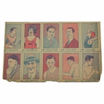 1926 W512 Walter Hagen Rookie Card on Uncut Sheet of Ten Cards