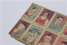 1926 W512 Walter Hagen Rookie Card on Uncut Sheet of Ten Cards
