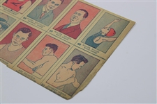 1926 W512 Walter Hagen Rookie Card on Uncut Sheet of Ten Cards
