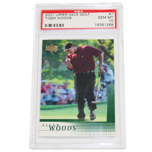 Tiger Woods 2001 Upper Deck Card - Gem Mint 10 w/MBA Gold Diamond Card #16361268