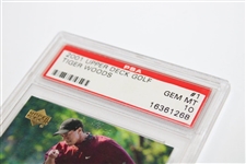 Tiger Woods 2001 Upper Deck Card - Gem Mint 10 w/MBA Gold Diamond Card #16361268