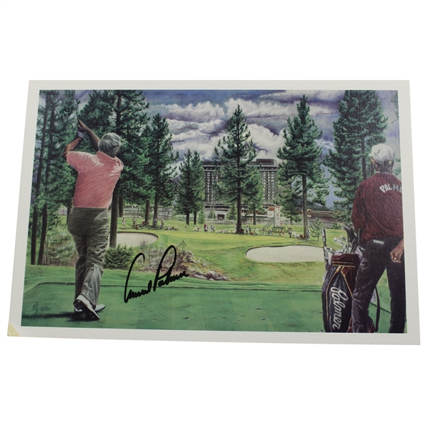 Arnold Palmer Signed 1985 US Senior Open Illustration by Artist Jim Fitzpatrick JSA ALOA